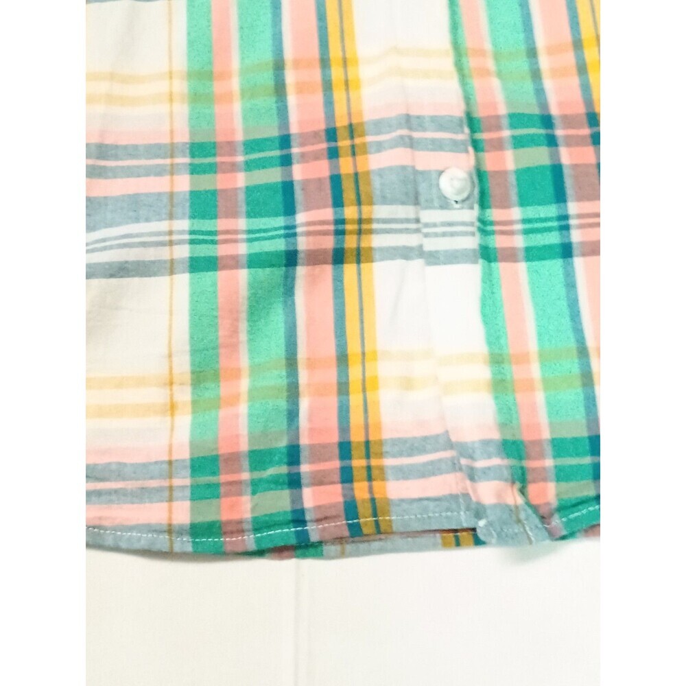 Columbia Mens Large Short Sleeve Plaid Button Down Shirt Teal Blue 100% Cotton - Picture 16 of 16